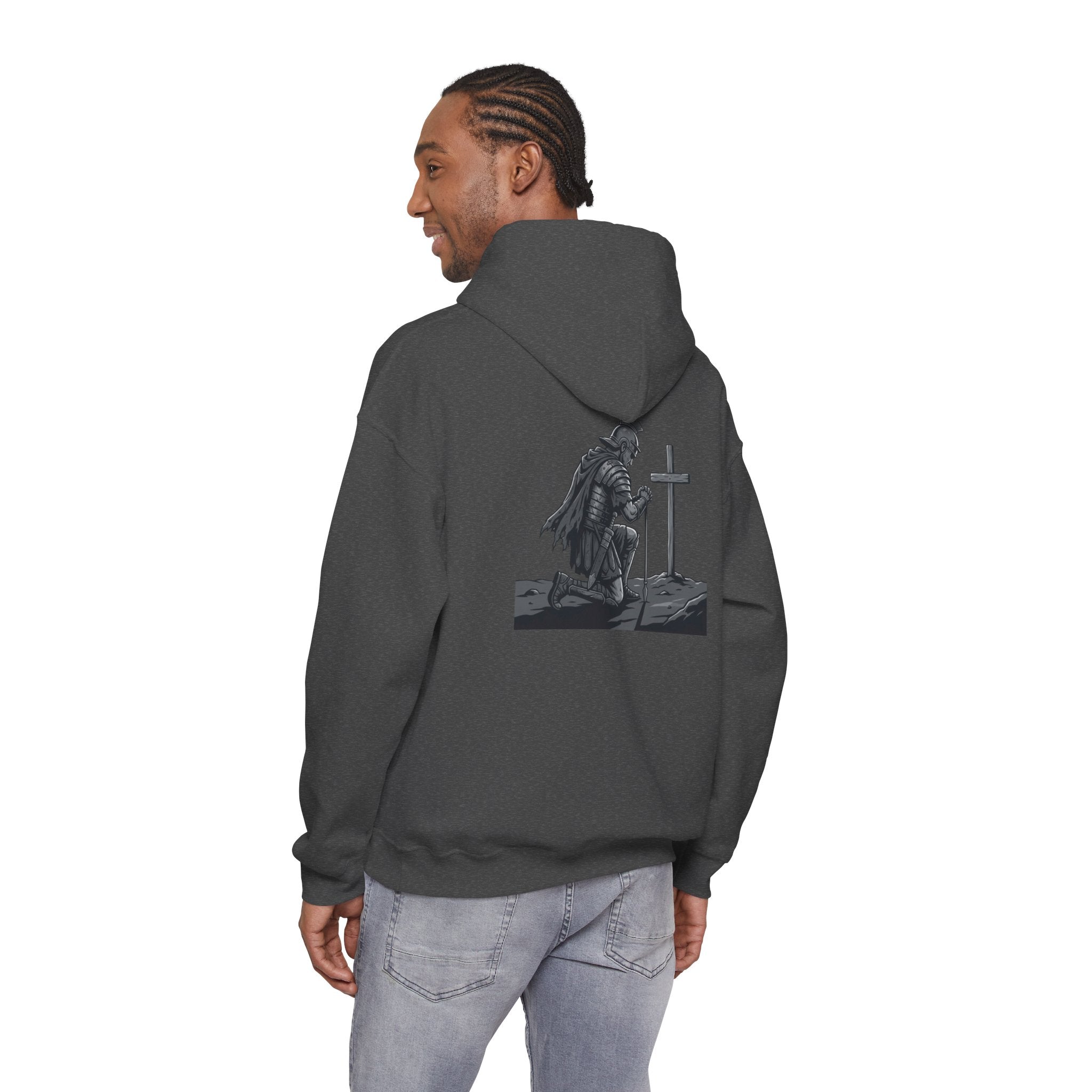 Hoodie — 27:17 Warrior Kneeling Cross Graphic Christian Prayer Pullover