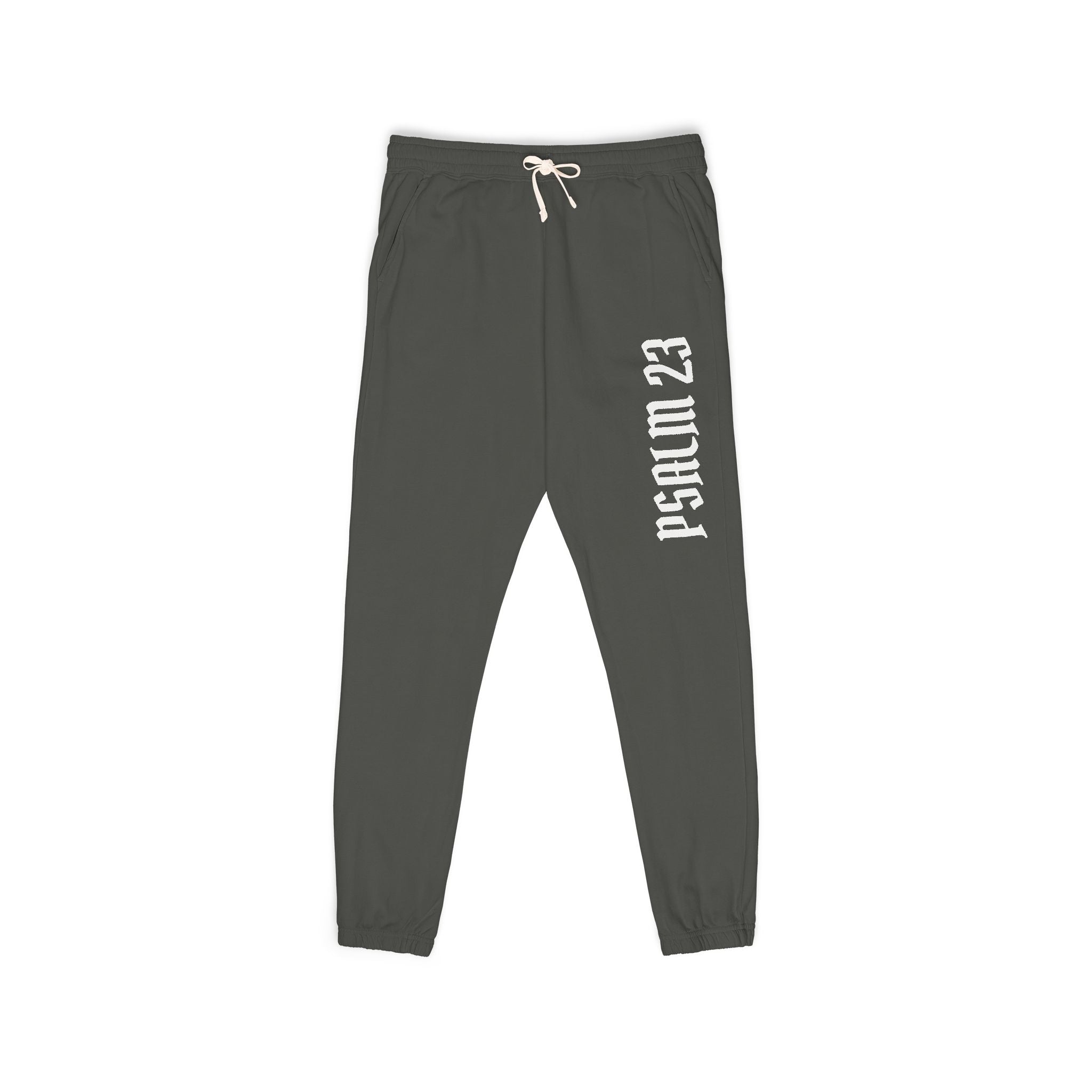 PSALM 23 Joggers — Garment-Dyed Fleece Sweatpants with 'PSALM 23' Side Script