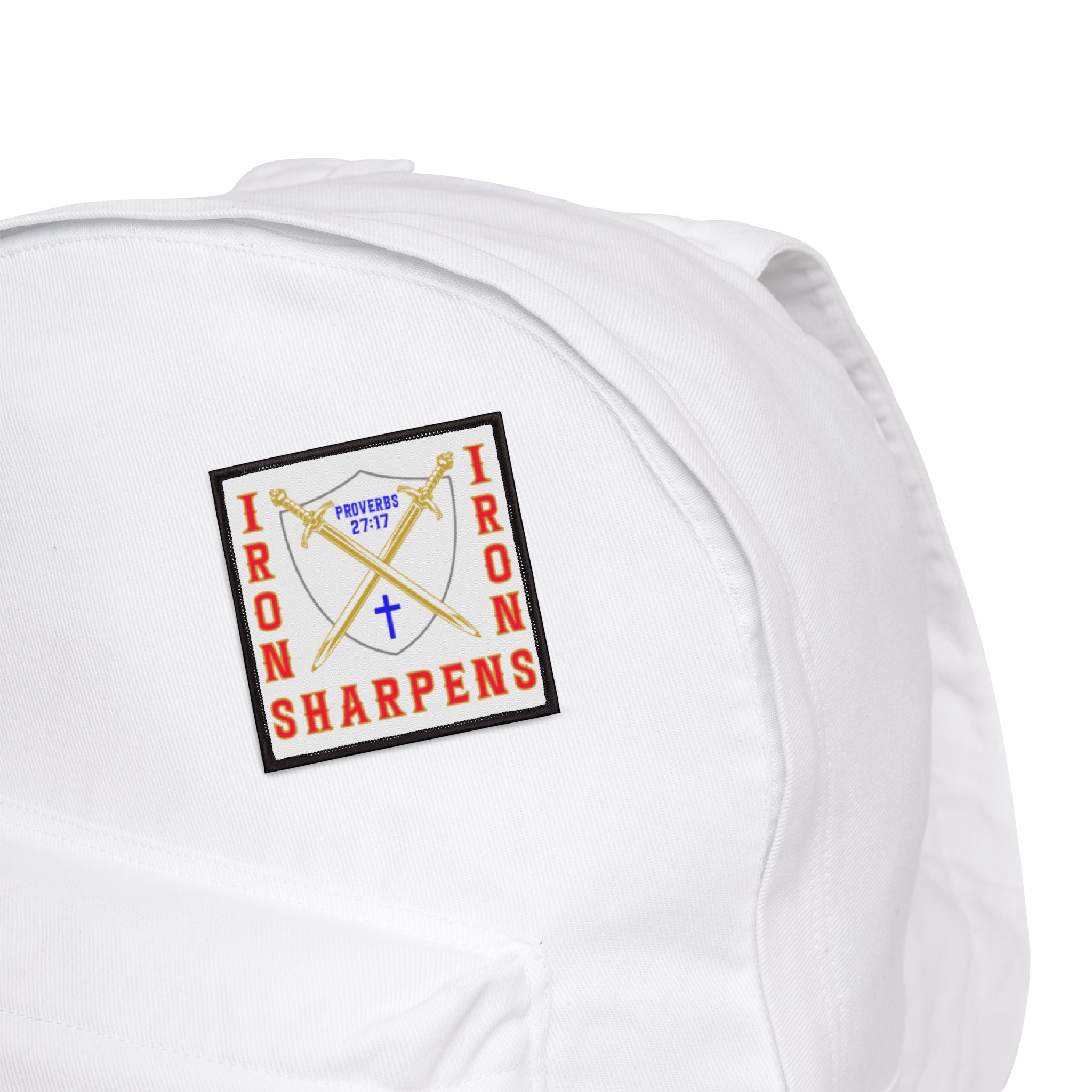 Iron Sharpens Iron Embroidered Iron-On Patch – White