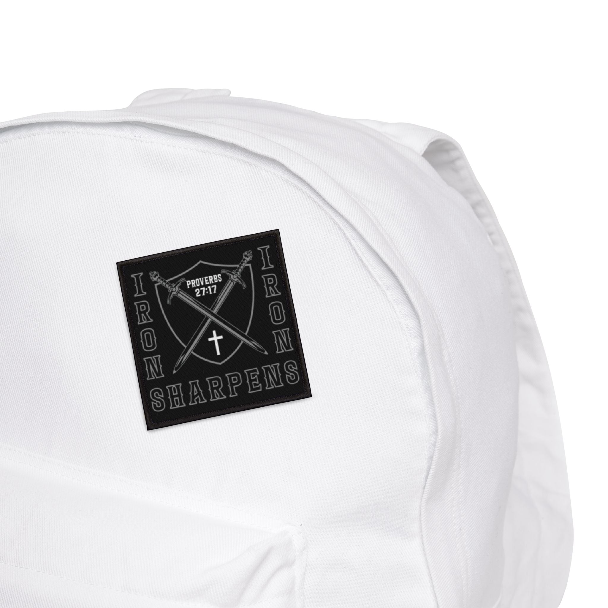 Iron Sharpens Iron Embroidered Iron-On Patch – Black