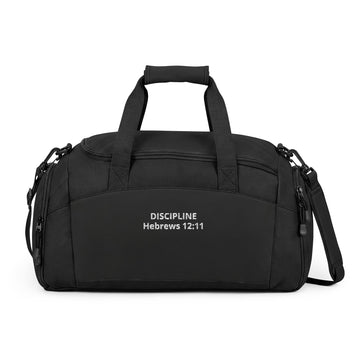 Discipline Hebrews 12:11 Embroidered Gym Bag — Christian Workout Duffle