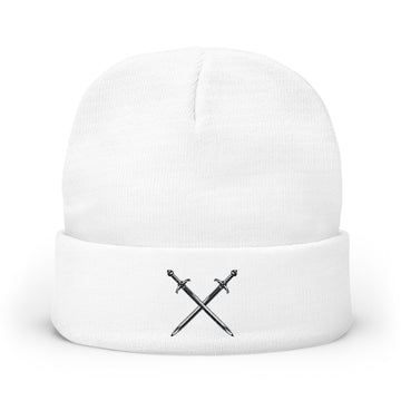 Embroidered Knit Beanie, Unisex - White