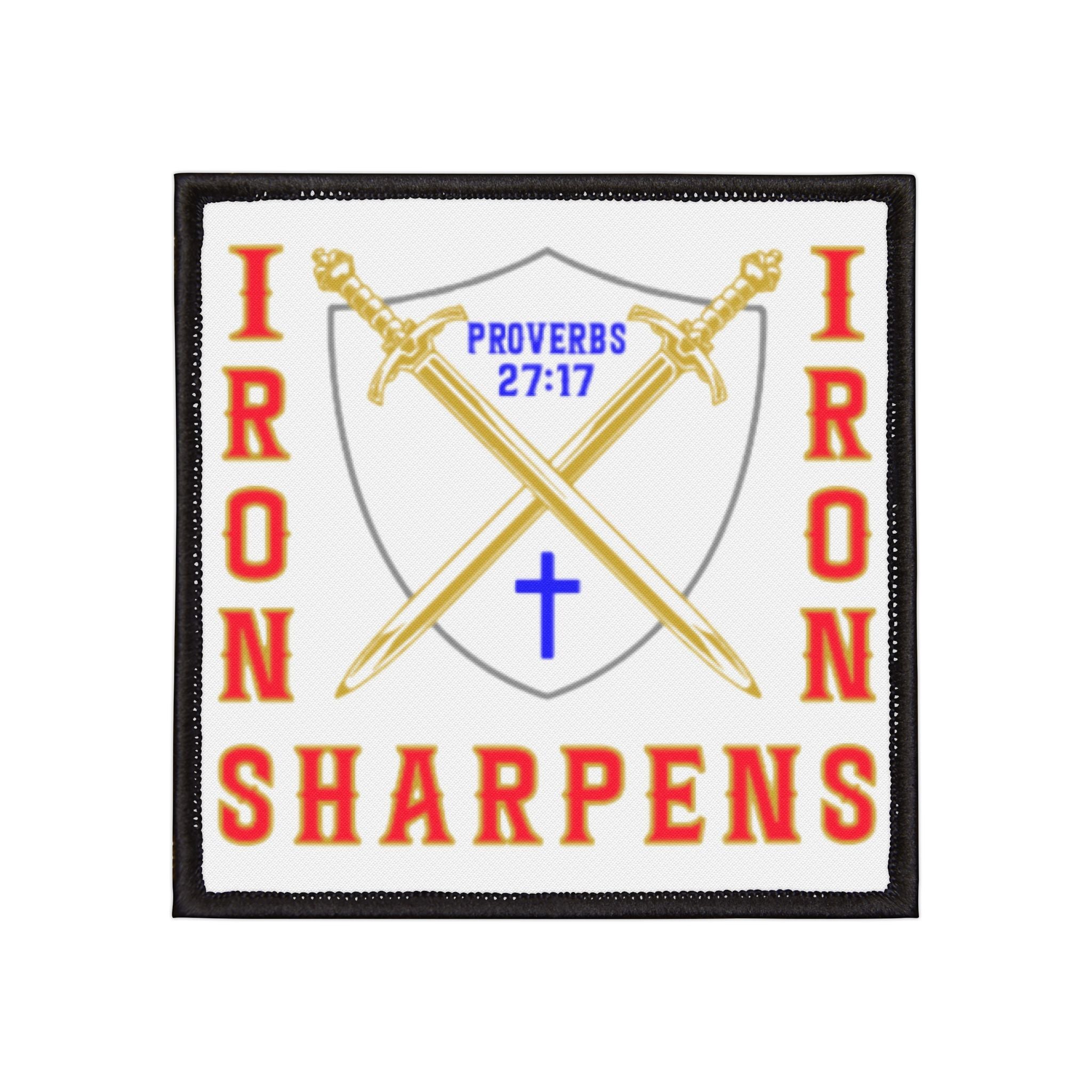 Iron Sharpens Iron Embroidered Iron-On Patch – White