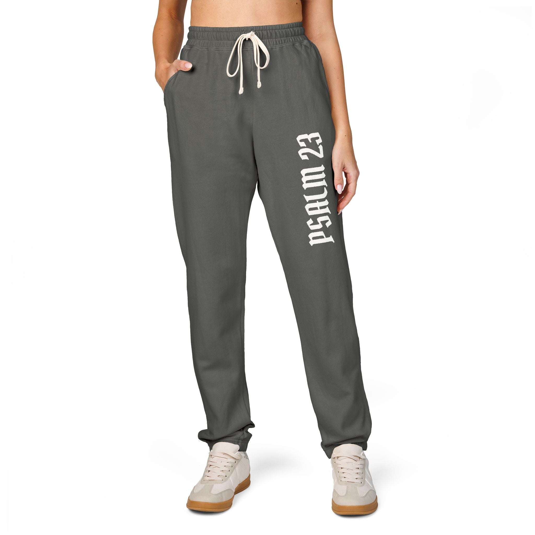 PSALM 23 Joggers — Garment-Dyed Fleece Sweatpants with 'PSALM 23' Side Script
