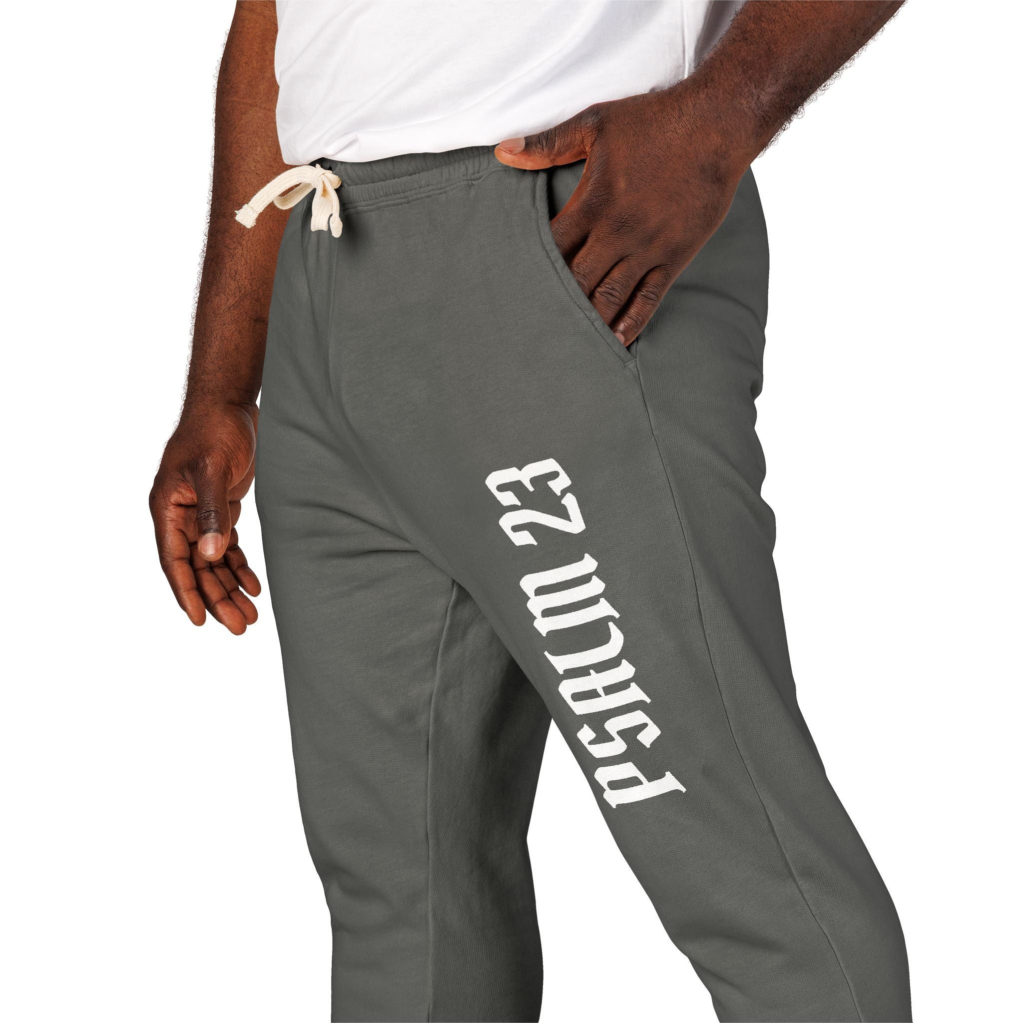 PSALM 23 Joggers — Garment-Dyed Fleece Sweatpants with 'PSALM 23' Side Script